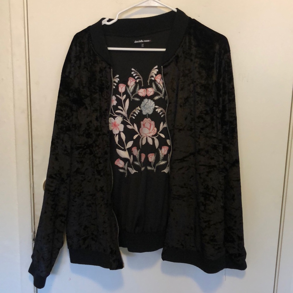 PLUS VELVET BOMBER JACKET